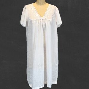 VINTAGE cotton nightgown romantic delicate blush pastel pink embroidered floral